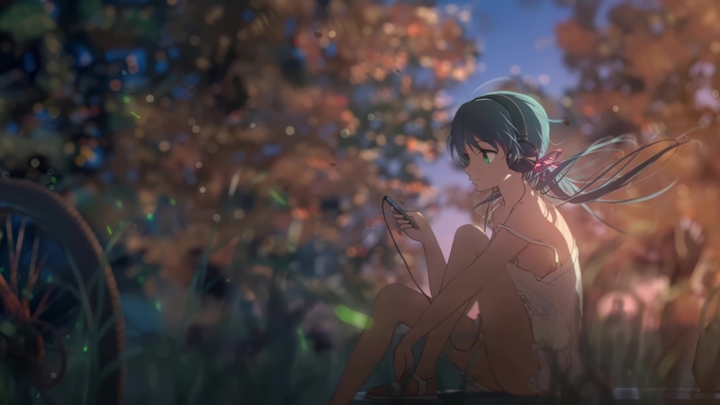 Anime Girl Listening To Music Relaxing Nature Forest 4K Live Wallpaper