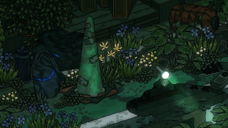 Small Garden at Night Flashlight Rain Pixel 4K Live Wallpaper