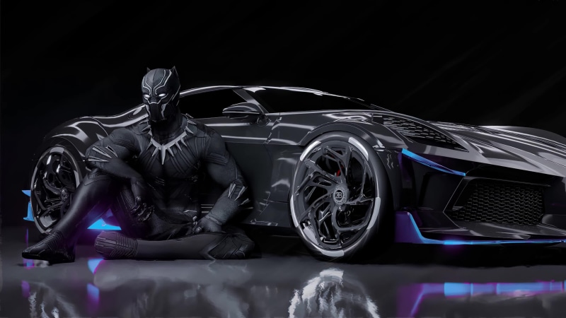 Black Panther Bugatti RGB Neon Light 4K Live Wallpaper