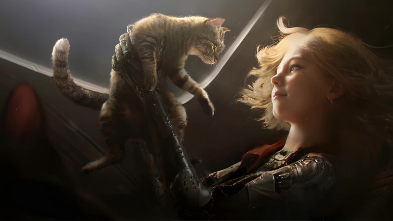 Fantasy girl playing with her favorite pet Live Wallpaper