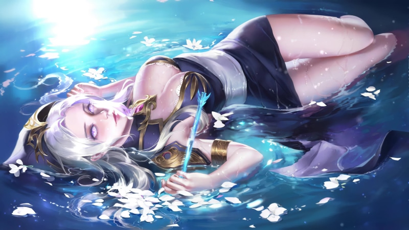 Ashe Lying On The Water, League Of Legends 4K Live Wallpaper