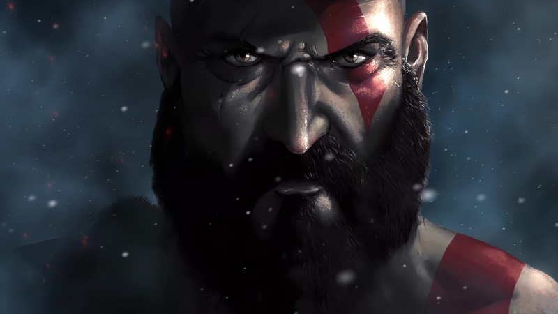 Kratos, Close Up, God Of War Artwork 8K Live Wallpaper