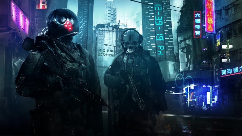 Cyberpunk Soldiers, Rain Fantasy 4K Live Wallpaper