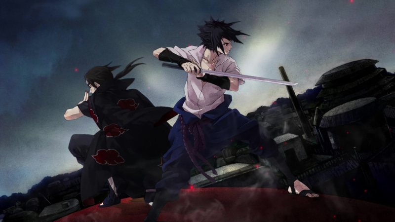 Uchiha Sasuke and Itachi Akatsuki, Fighting Stance, Katana, Naruto Series 4K Live Wallpaper