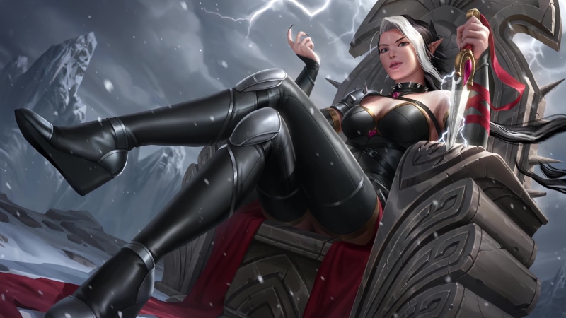 Fantasy Girl with Knife Sitting On a Throne 4K Live Wallpaper