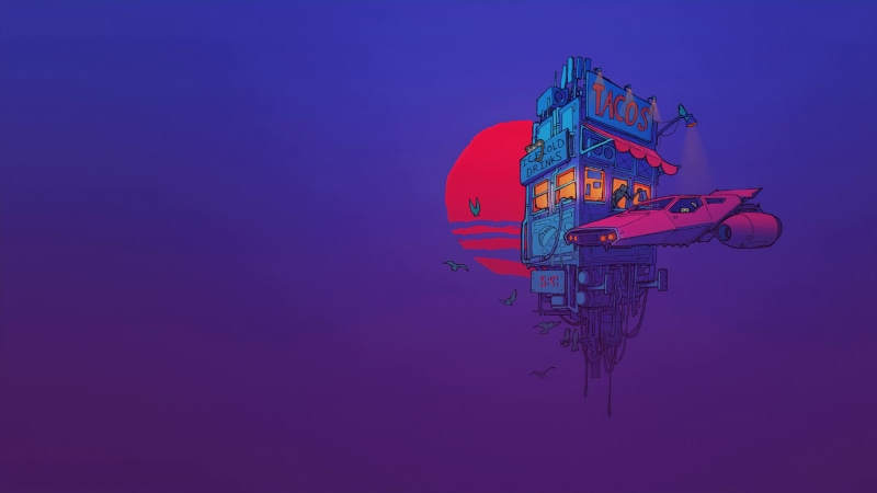 Space Tacos! Cyberpunk Style Minimalism 8K Live Wallpaper
