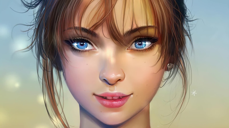 Beautiful Cute Girl with Blue Eyes Live Wallpaper