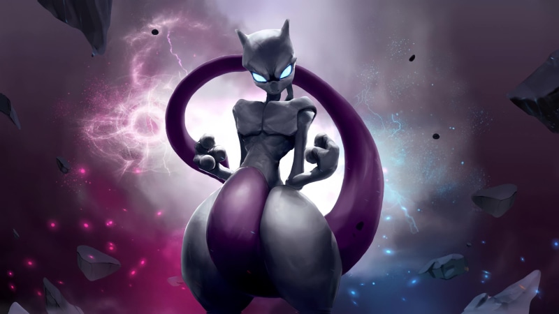Powerful Mewtwo Pokemon Mascots Lightning Live Wallpaper Live Wallpaper