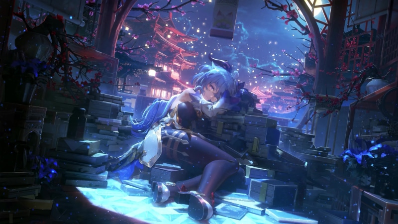Ganyu, Under The Moonlight, Lanterns, Genshin Impact 4K Live Wallpaper