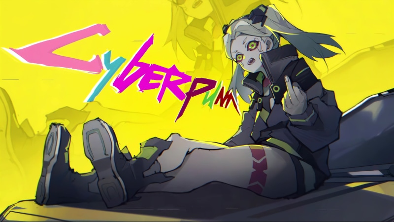 Cyberpunk Edgerunners, Fyou, Rebecca shows the Middle Finger, Glitch Effect Live Wallpaper