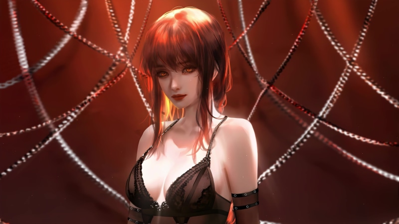 Lovely Makima Chains, Chainsaw Man Anime Live Wallpaper