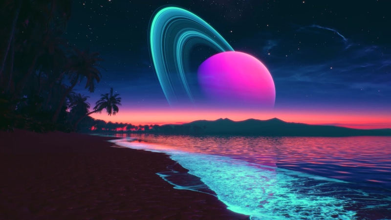 Bioluminescent Beach Sci-Fi Planet Live Wallpaper
