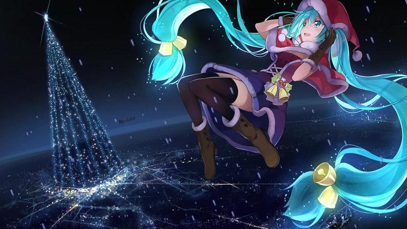 Three color Christmas tree miku Live Wallpaper