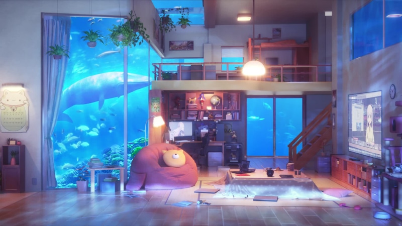 3d Anime Room - Blue Version Live Wallpaper