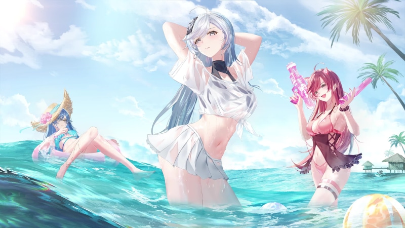 Beautiful girls take a breath on the beach Live Wallpaper
