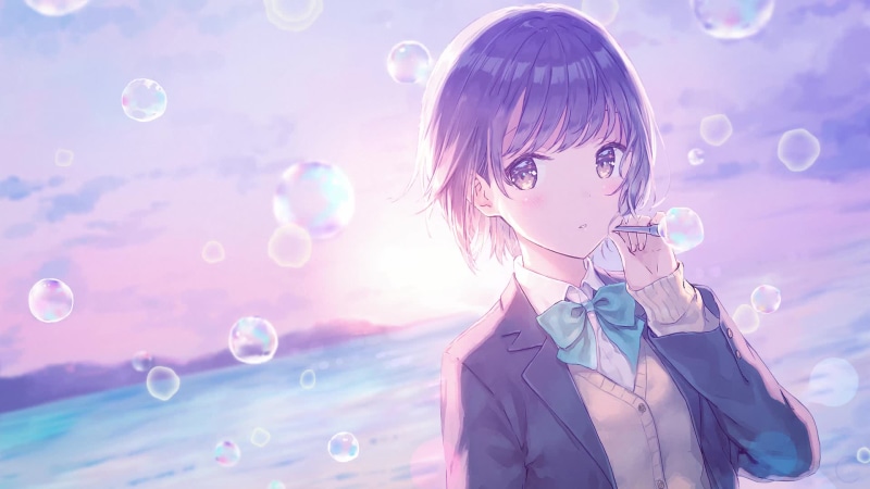 Cute girl and bubbles Live Wallpaper