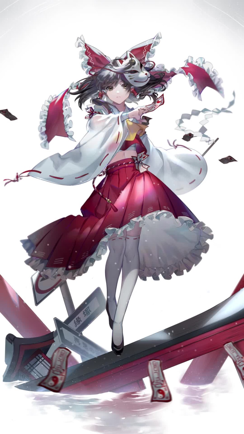 Hakurei Reimu Touhou Sword of the Spirit of Pain for Mobile Devices Live Wallpaper