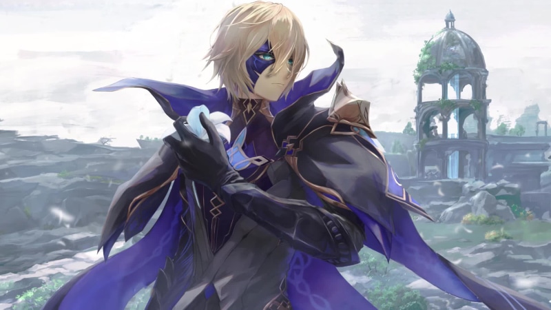 Genshin Impact Dainsleif with a flower in your hand Live Wallpaper