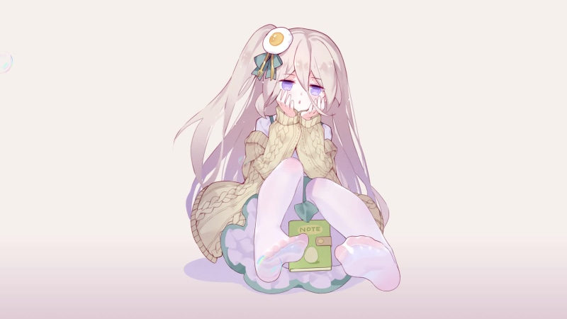 Very thoughtful loli girl in nylon stockings Live Wallpaper