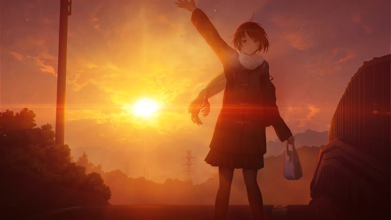 The girl says goodbye and waves her hand after him Live Wallpaper