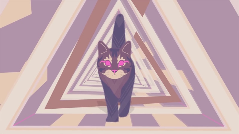 Cat in tunnel of triangles Live Wallpaper