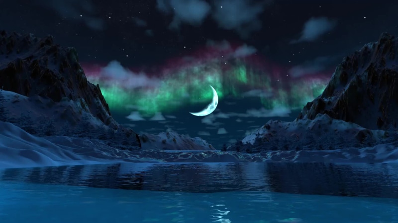 Northern Lights and  Lake Live Wallpaper