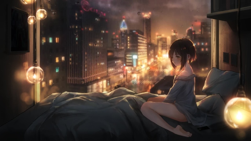 The girl falls asleep at the window Live Wallpaper