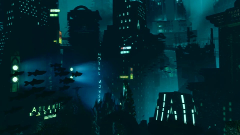 City under water in BioShock 2 Live Wallpaper