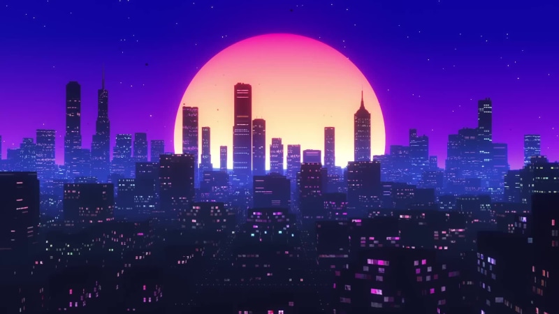 Big moon over night city Live Wallpaper
