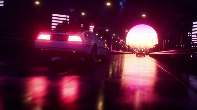 Retro track in the city | Vaporwave Outrun Live Wallpaper