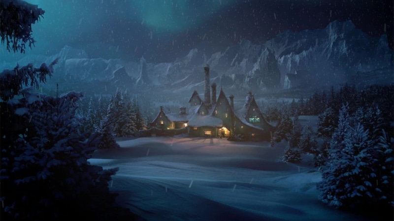 Snowy night in the village Live Wallpaper