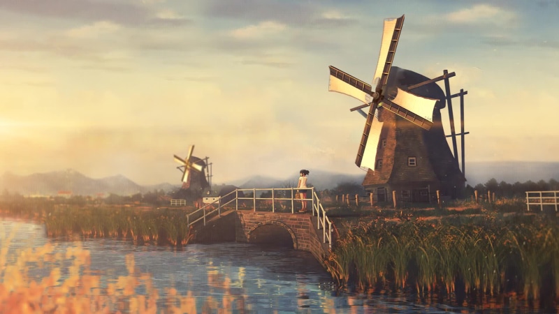 Windmill at sunset Live Wallpaper