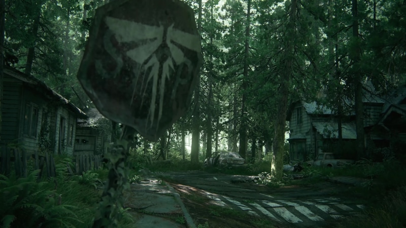 Butterfly on a road sign - The Last of Us 2 Live Wallpaper