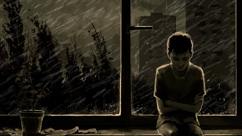Lonely guy at the window, rain Live Wallpaper