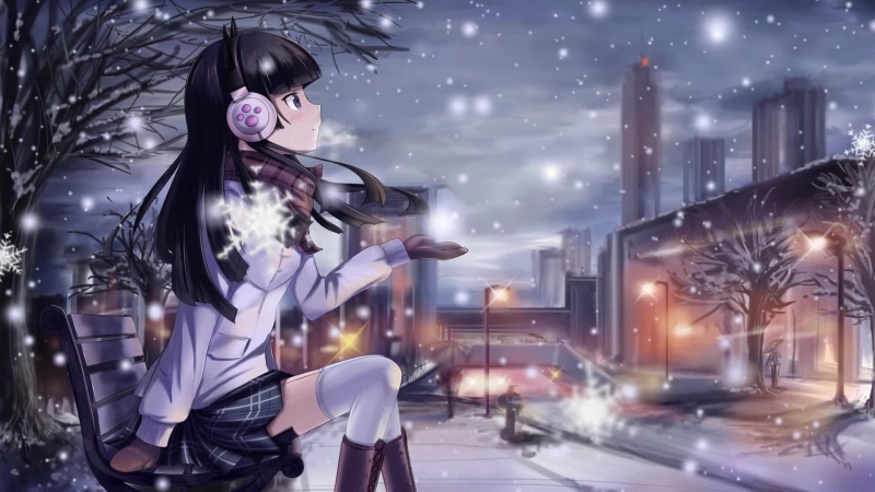 Black-haired cat girl Live Wallpaper