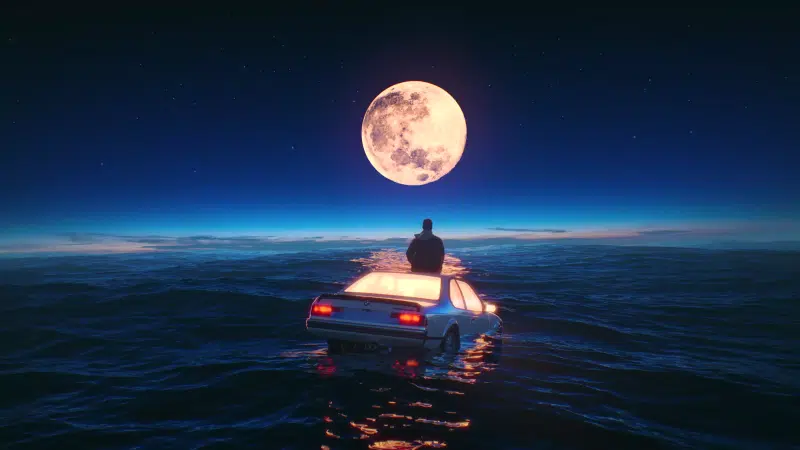 landscapes - nature, night sky, arts, moon, sea, auto - moto, full moon, night Live Wallpaper