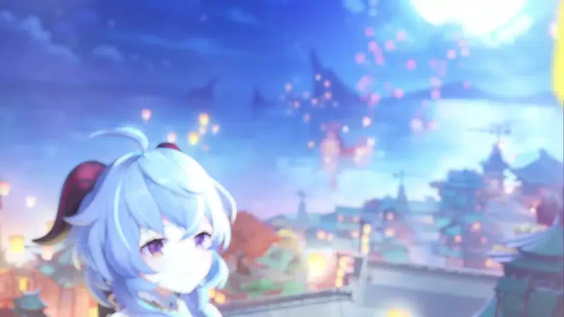 cities, gan yu, anime, horns, arts, paper lanterns, the city at night, games, genshin impact, ganyu, night, anime girls Live Wallpaper
