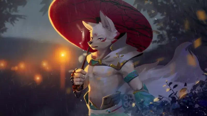umbrella, rain, furry, arts Live Wallpaper