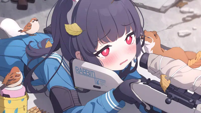 confused, anime girls, beautiful girl, games, arts, sniper, sniper rifle, miyu, sparrow, nice girl, halo, blue archive, harek, weapon, anime Live Wallpaper