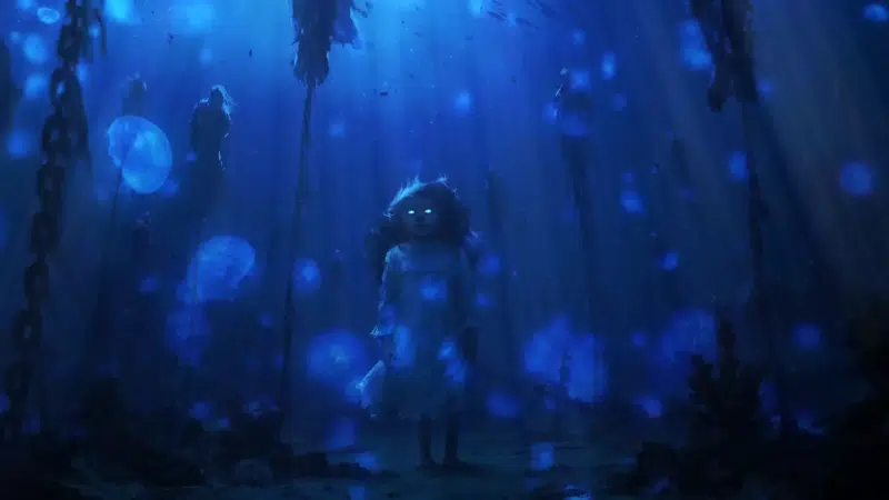 jellyfish, corpse, water, bottom, arts, chains, ghost Live Wallpaper