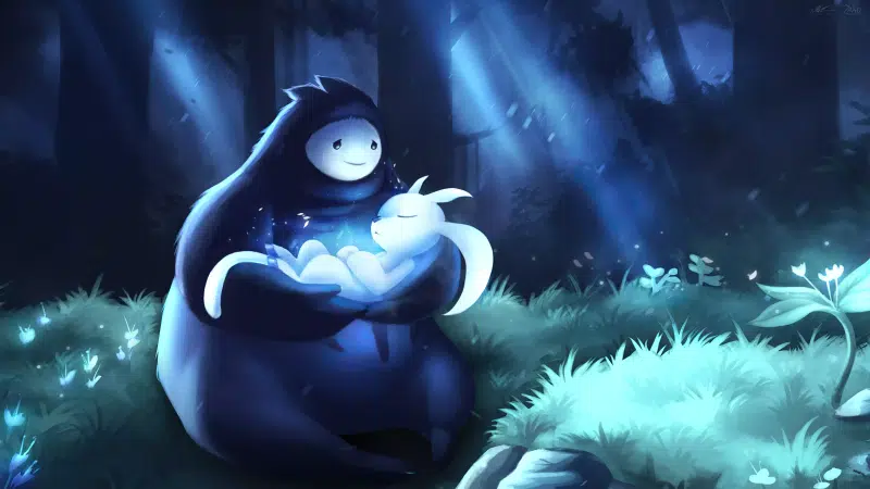 games, forest, ori and the blind forest, arts, ori, naru embracing the light, ori and the will of the sages, night, naru Live Wallpaper