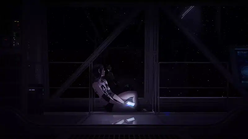 black hair, loneliness, sadness, arts, space, anime girls, the spaceship, anime Live Wallpaper