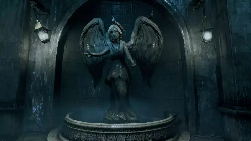angel, bioshock infinite, statue, games, arts, rain, night Live Wallpaper