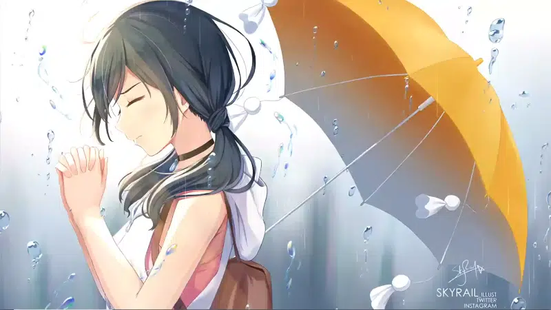 weathering with you, hina amano, umbrella, prayer, rain, anime, arts, anime girls Live Wallpaper
