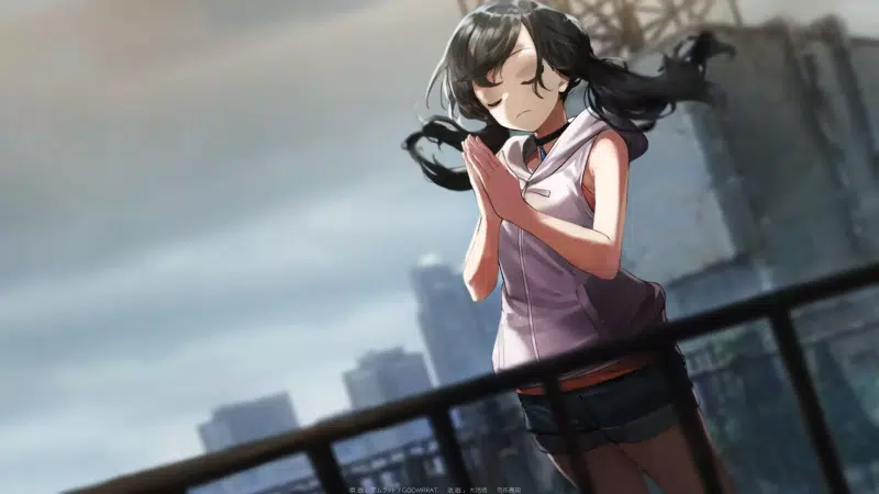 anime, the weather child, smile, beautiful girl, hina amano, arts, anime girls, nice girl, cities, prayer, roof Live Wallpaper