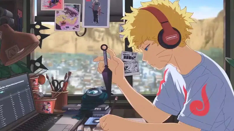 shinobi, headphones, room, arts, naruto, anime, naruto uzumaki, kunai Live Wallpaper