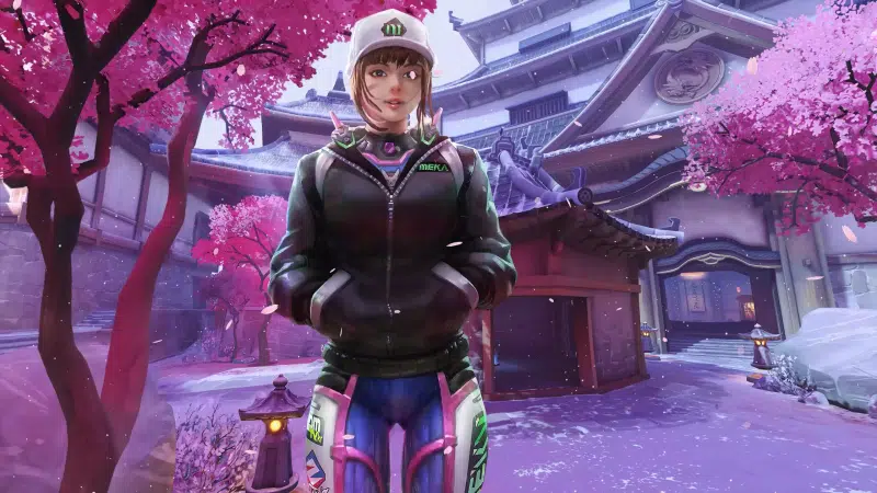 snow, games, winter, petals, d.va, anime, overwatch, diva, hanamura, sakura, anime girls, arts Live Wallpaper