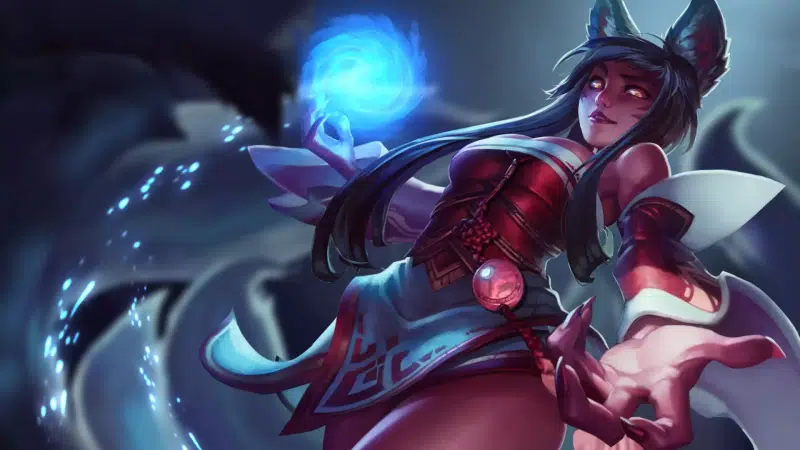 ears, league of legends, games, the fox girl, arts, ahri, anime girls, anime, lol, tail, nine - tailed fox Live Wallpaper