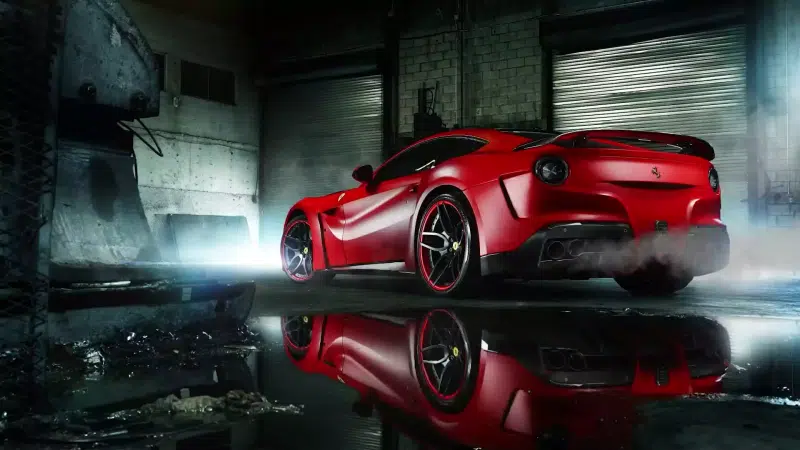 ferrari, puddle, garage, reflection, auto - moto Live Wallpaper