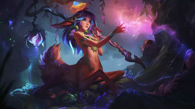 keeper of the forest, games, lillia, forest, waterfall, anime, arts, league of legends, anime girls, lol Live Wallpaper